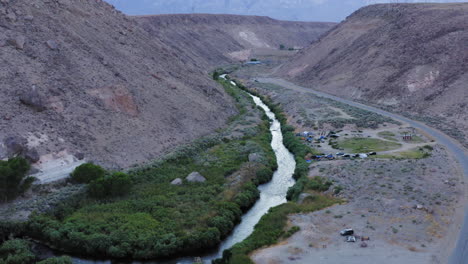 Top-view-of-the-river-and-its-parallel-road