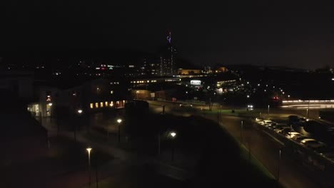 Luftaufnahme-Von-Partille-Bei-Nacht,-Stadt-Außerhalb-Von-Göteborg-In-Schweden