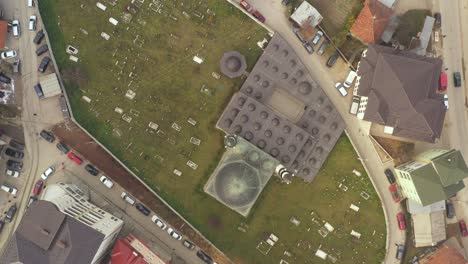 Aerial-View-Of-Central-Mosque-Located-At-The-Center-Of-Tutin-In-Serbia