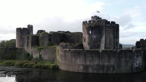 Leaning-tower-of-medieval-Caerphilly-Castle-in-southern-Wales