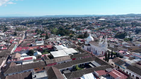 San-Jose-temple-mexican-Chiapas-Comitan-de-las-flores-orbit-shot-blue-sky-scenic