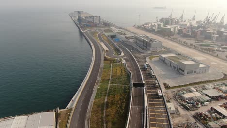 Túnel-Submarino-De-Hong-Kong-Que-Une-El-Aeropuerto-Chek-Lap-Kok-Y-Tuen-Mun,-Vista-Aérea