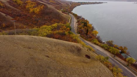 Pan-up-to-Qu'appelle-Valley-River-and-Road