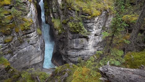 Moosig-Bewachsene-Schlucht-Mit-Wasserfall