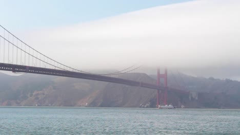 Fog-covered-Golden-Gate-Bridge,-San-Francisco-California