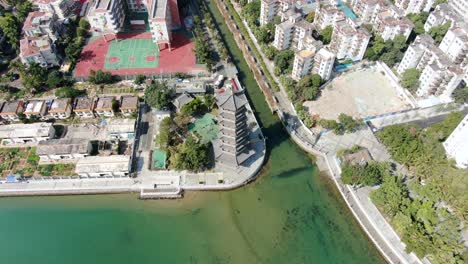 Luftaufnahme-Der-Skyline-Des-Bezirks-Yantian-Von-Shenzhen-An-Einem-Klaren-Tag