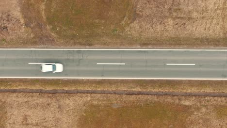 Static-shot-from-above-on-the-road-with-a-cars,-Drone-4K-colored
