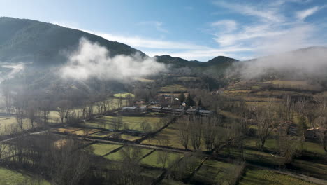 Little-village-on-the-mountains-of-La-Cerdanya-covered-with-fog