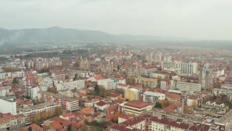 Hazy-morning-over-Kraljevo-town,-Serbia