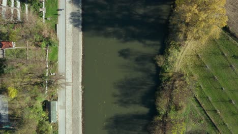 River-Ibar-through-Kraljevo-city-in-Serbia,-aerial-top-down-view