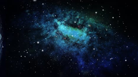 Galaxie-Bewegt-Sich-Im-Universum-Mit-Dem-Vordergrund-Des-Mondes