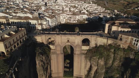 Aerial-view-of-Puente-Nuevo-bridge,-Andalusia,-Spain