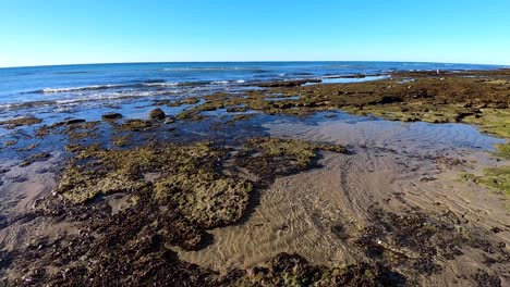 Tide-pools-form-as-the-tide-goes-out-Rocky-Point,-Puerto-Peñasco,-Gulf-of-California,-Mexico