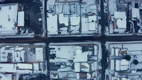 Top-down-aerial-of-urban-town-scene