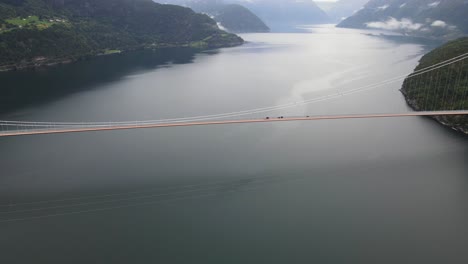 Panning-drone-footage-of-Hardanger-bridge---one-of-the-longest-suspension-bridges-in-the-world