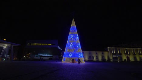 Christmas-Tree-Lit-Up-At-Night-in-Castelo-Branco-city