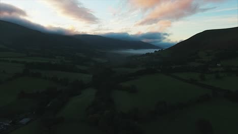 drone-shot-of-sunrise-in-Brecon-Beacons-Wales