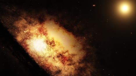 Eine-Mysteriöse-Galaxie,-Die-Sich-Mit-Einem-Hellen-Licht-Im-Großen-Universum-Dreht