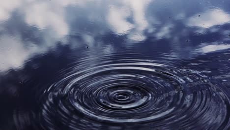 Wassertropfen,-Die-In-Eine-Perfekte-Seereflexion-Fallen-Und-Schöne-Kleine-Wellen-Erzeugen