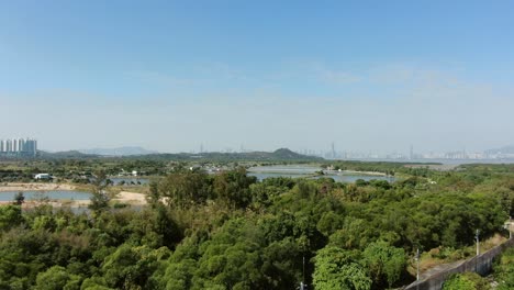 Mai-Po-Naturschutzgebiet-Und-Feuchtgebiete,-Hongkong,-Luftbild