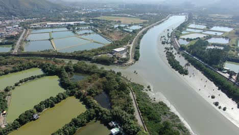 Mai-Po-Naturschutzgebiet-Und-Feuchtgebiete,-Hongkong,-Luftbild