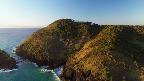 Wide-rising-drone-shot-of-Smoky-Cape-Lighthouse-in-Australia
