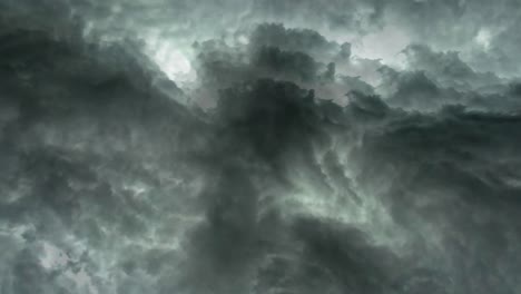 Ein-Gewitter-Mit-Blitzen,-Die-In-Den-Sich-Bewegenden-Dunklen-Wolken-Aufblitzten
