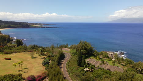 Maui-Küstenstraße,-Küstenlinie-Und-Pazifischer-Ozean-Panoramische-Luftaufnahme