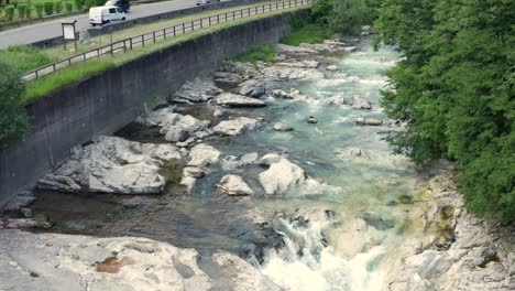 Amazing-Serio-river-with-its-crystalline-green-waters,-Bergamo,-Seriana-valley,Italy