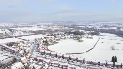 Aerial-view-of-Hemingfield-village,-Yorkshire-in-the-winter-season