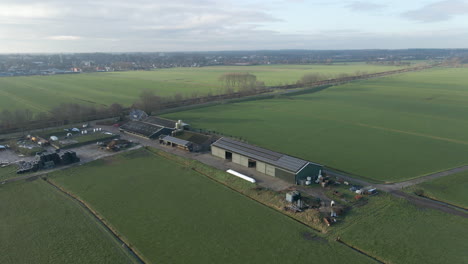 Aerial-of-barn-rooftop-filled-with-solar-panels