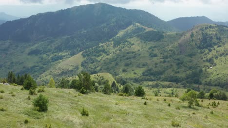 Jadovnik-mountain-range-landscape-in-remote-Serbian-countryside,-aerial-view