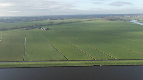 Aerial-of-beautiful-Dutch-landscape-in-rural-Holland