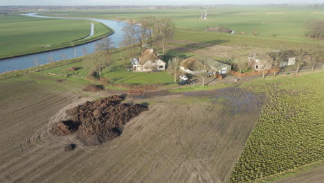 Aerial-of-small-farm-in-rural-Holland