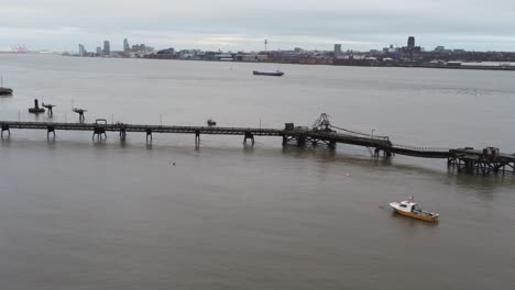 Drone-view-Tranmere-oil-terminal-Birkenhead-coastal-petrochemical-river-Mersey-harbour-distribution