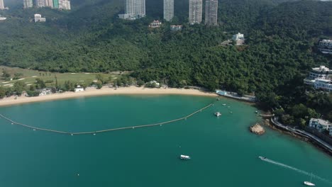 Playa-Pública-Vacía-En-Hong-Kong-Debido-A-Las-Pautas-De-Bloqueo-De-Covid19,-Vista-Aérea