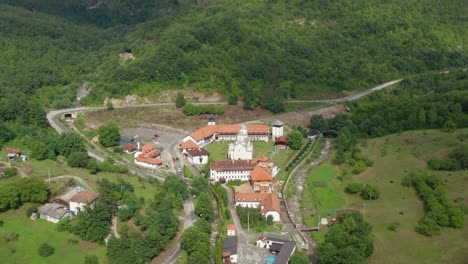 Aerial-shot-flying-over-the-Mileseva-monastery-in-Serbia-near-Prijepolje