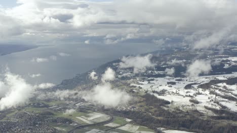Drone-Aerial-of-the-swiss-town-of-Montreux