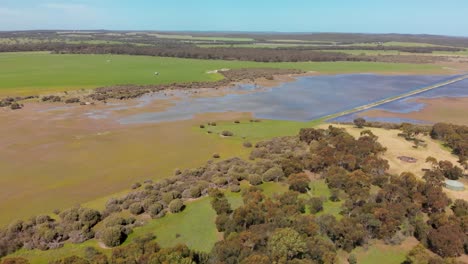Wetland-wilderness-landscape-aerial-view,-Kangaroo-Island,-Australia