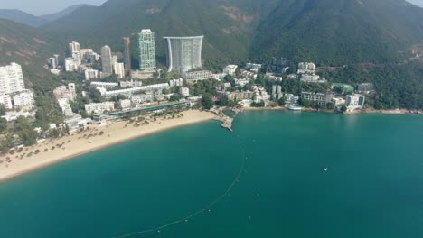 Hong-Kong-Repulse-Bay-skyline-with-luxury-residential-complexes-on-a-beautiful-clear-day,-Aerial-view