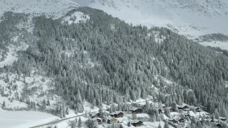 Drone-Aerial-of-the-beautiful-resort-and-spa-town-Verbier-in-the-swiss-alps
