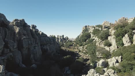 Drone-flying-at-Torcal-de-Antequera,-south-of-Spain