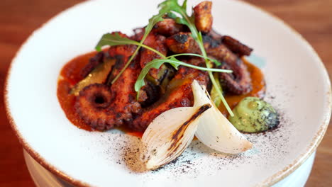 Octopus-tentacle-rotating-plate-gourmet-mexican-food