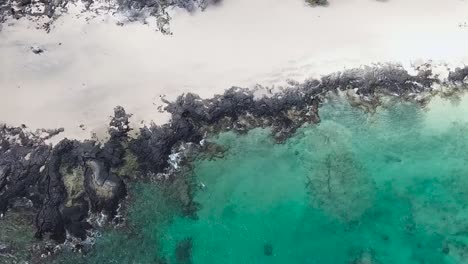 Drohne-Antenne-Weißer-Sand-Blauer-Strand-Hawaii