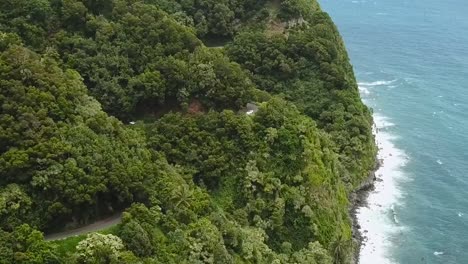 Drone-aerial-cliffside-Road-to-Hana-maui-Hawaii