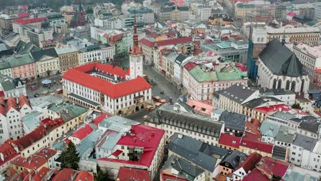 Aerial-View-of--Buildings-in-Olomouc,-Czechia