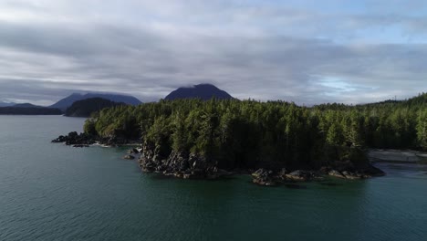Aerial-View,-Picturesque-Coastline-of-Vancouver-Island-British-Columbia,-Canada