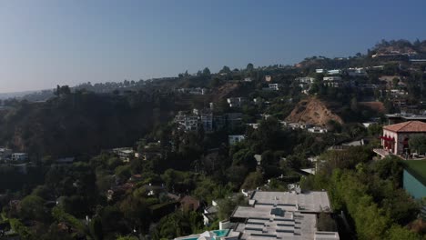 Low-aerial-shot-of-Beverly-Hills-mansions-littering-the-hillside