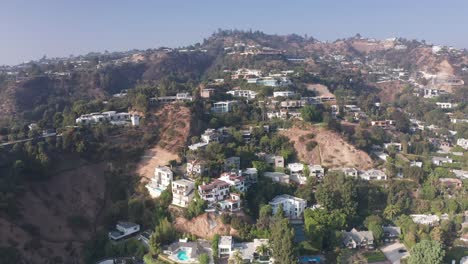 Super-wide-aerial-shot-of-mansions-scattered-across-Beverly-Hills