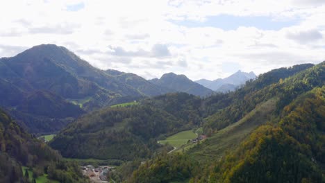 Rolling-hills,-Alpine-mountain-chain-on-summer-day,-Eisenkappel-Vellach,-Austria